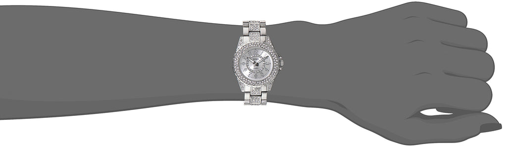 Accutime XOXO Women's Analog Watch with Silver-Tone Case, Rhinestone Bezel/Dial/Band, Silver-Tone Sunray Dial - Official XOXO Wo