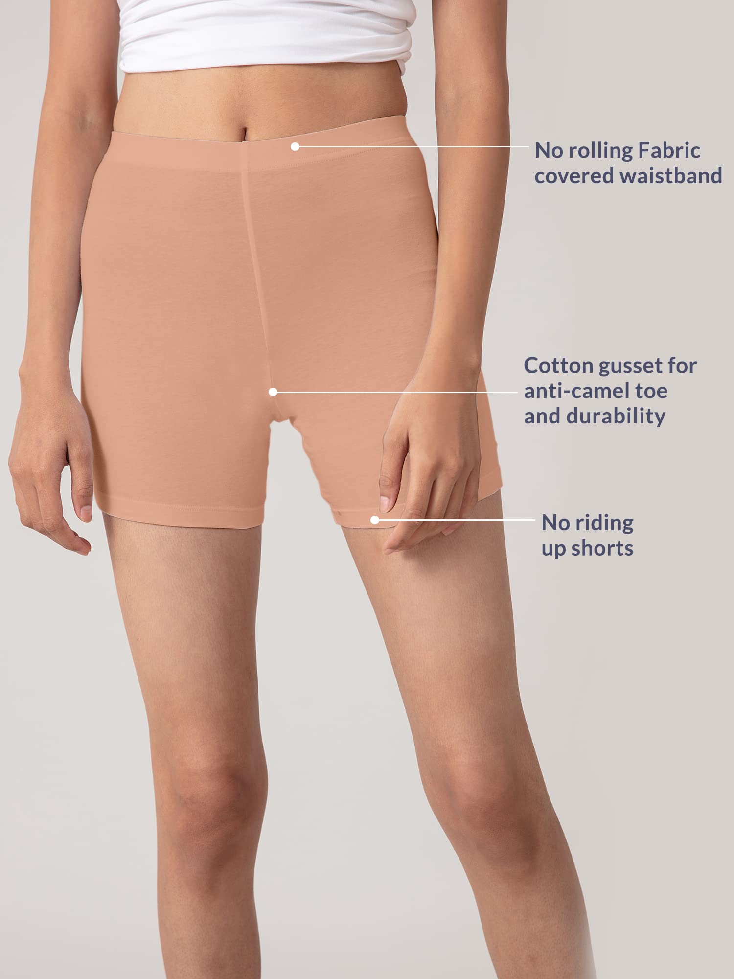 Nykd (Nyp083 Cotton Stretchable Cycling Shorts For Women | High Waist Shorties With Full Coverage & Concealed Waistband | Ideal