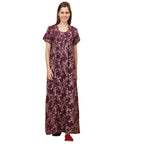 Sweet Dreams Women Printed Full Length Night Dress Rose