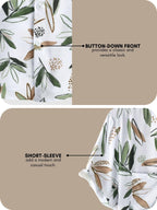 Leriya Fashion Shirt for Men | Tropical Leaf Printed Rayon Shirts for Men | Preppy Short Sleeves | Spread Collared Neck | Perfec