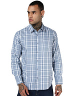 Bewakoof MenS Checked Regular Fit Full Sleeve Collar Cotton Twill Shirt_694518_Blue_Xl