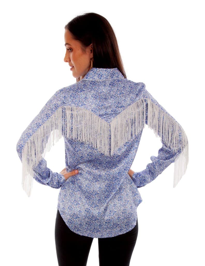 MINI FLORAL PRINT BLOUSE W/FRINGE