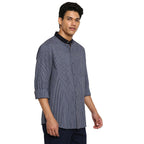 Fabindia MenS Striped Relaxed Fit Shirt (101120101_Blue