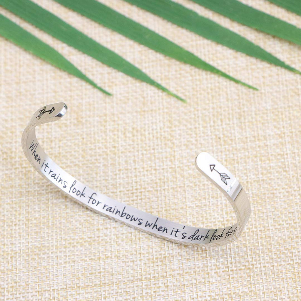 JoycuFF Sympathy Gift for Her Motivating Jewelry for Women Birthday Gift Ideas Inspirational Engraved Stainless Steel Cuff Brace