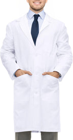 NY Threads Professional Lab Coat for Men Long Sleeve Poly Cotton Medical Coat 1 Pack, Large, White