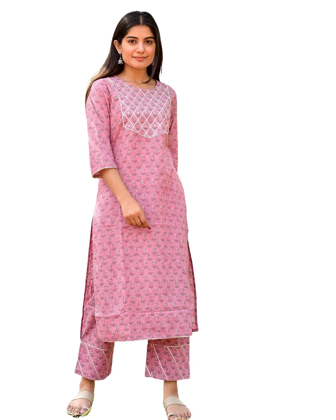 Gosriki Women'S Cotton Kurta Palazzo (Kuz-Kurti-Avenue_Medium_Blue_M)