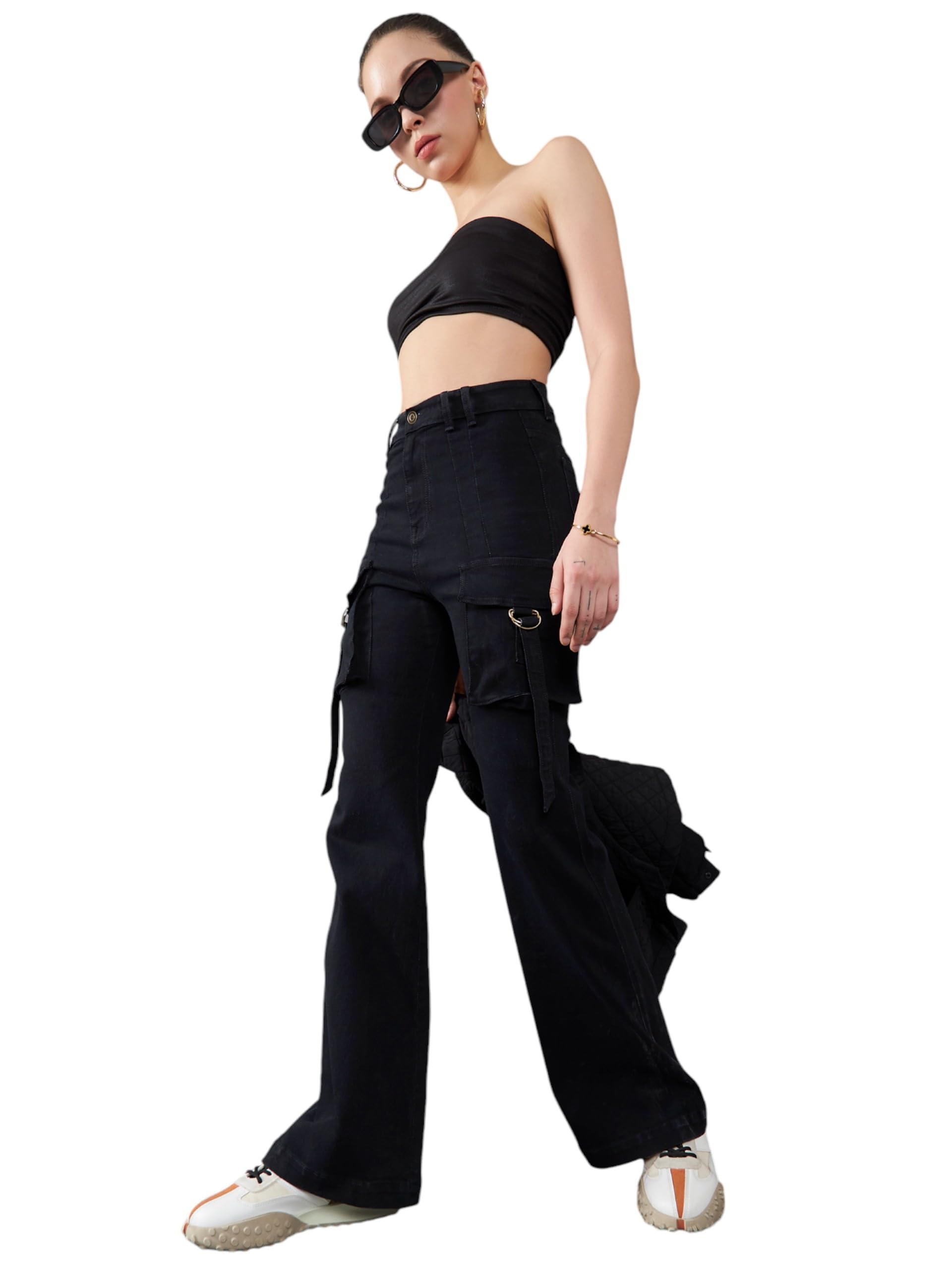 Dolce Crudo Womens Boot Cut High/Mid Rise Regular/Cropped Stretchable Denim (Plus Size) Jeans (DOSS24DEN79-18-342-34, Shadow Bl