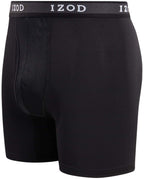 IZOD Men's Underwear - Performance Boxer Briefs with Mesh Functional Fly (5 Pack), Size Large, Black/Black/Black/Black/Black