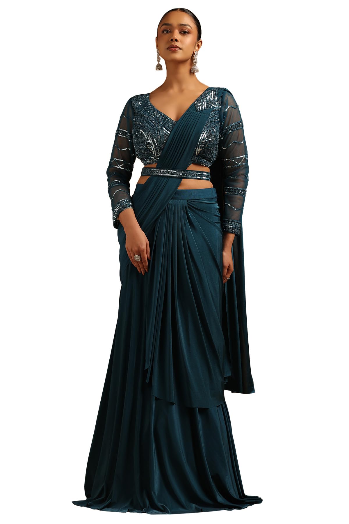 Soch Women Spandex Embellished Ready-to-Wear Saree