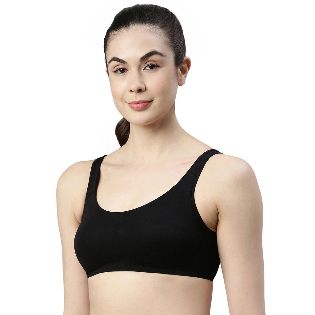 Enamor SB06 Low Impact Slip on Everyday Sports Bra for Women - Non-Padded, Non-Wired & High Coverage
