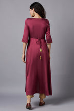 Aurelia Red Embroidered Regular Kurta with Zari
