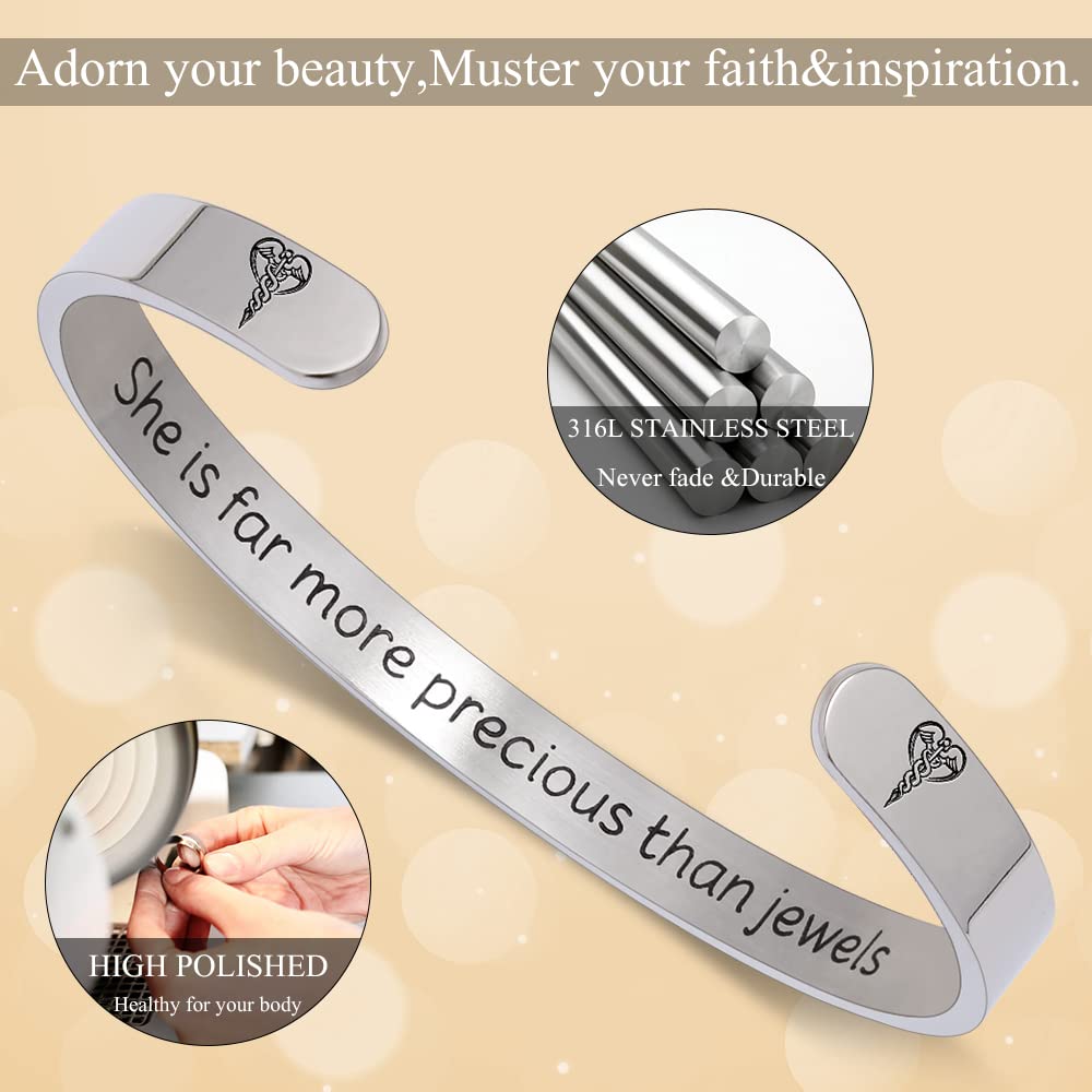 Btysun Inspirational Bracelets for Teen Cuff Bracelets for Women Daughter Niece Wife Girlfriend Christmas Gifts (She is far more