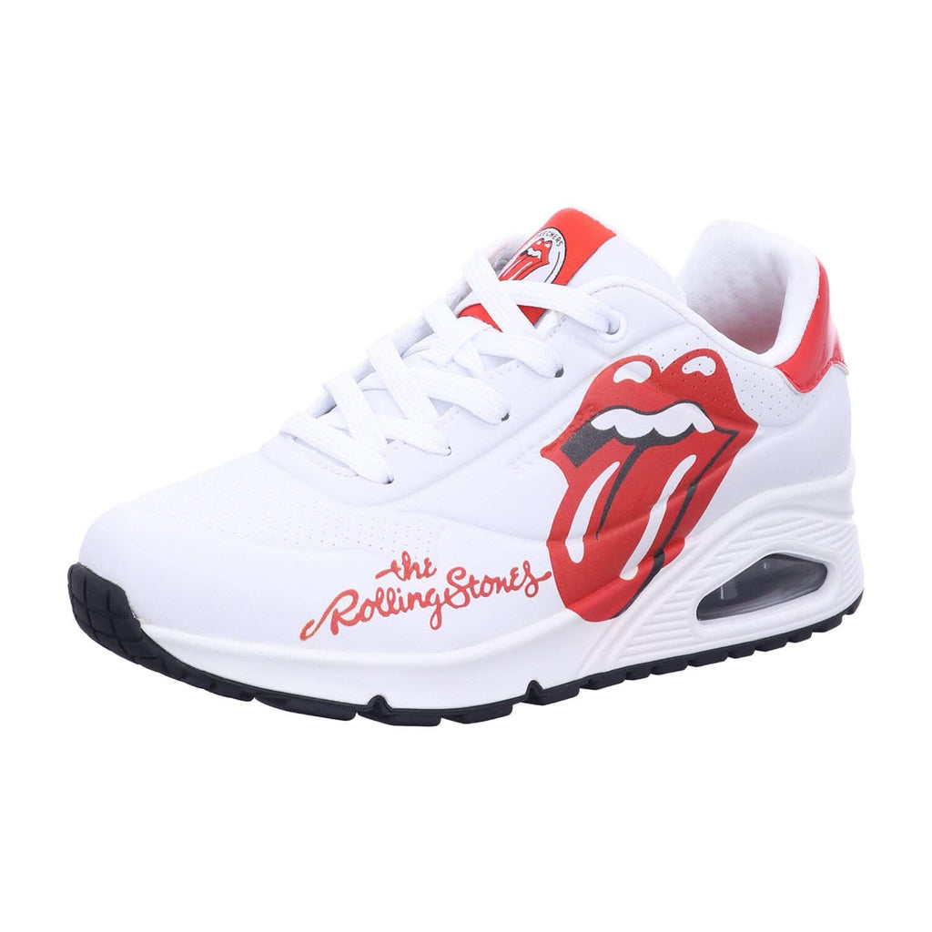 Skechers Women's UNO-Rolling Stones Single Sneaker, White/Red, 10