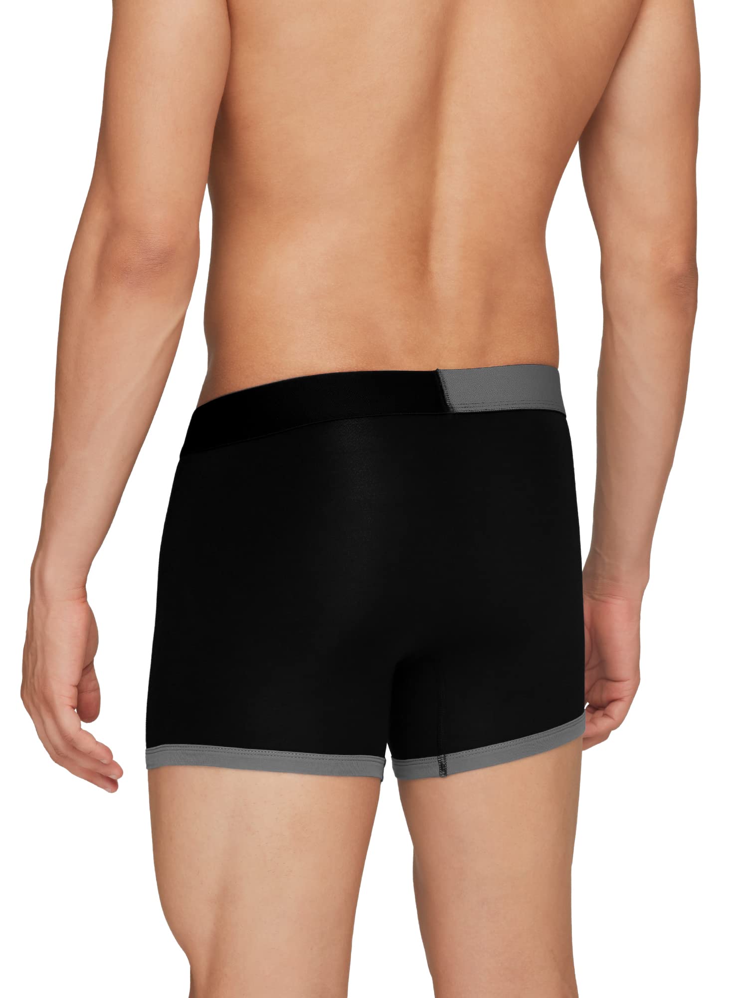 XYXX Mens Underwear Dualist IntelliSoft Antimicrobial Micro Modal Trunk Pack of 3 (Brilliant Blue & Black Iris ; Steel Grey & B