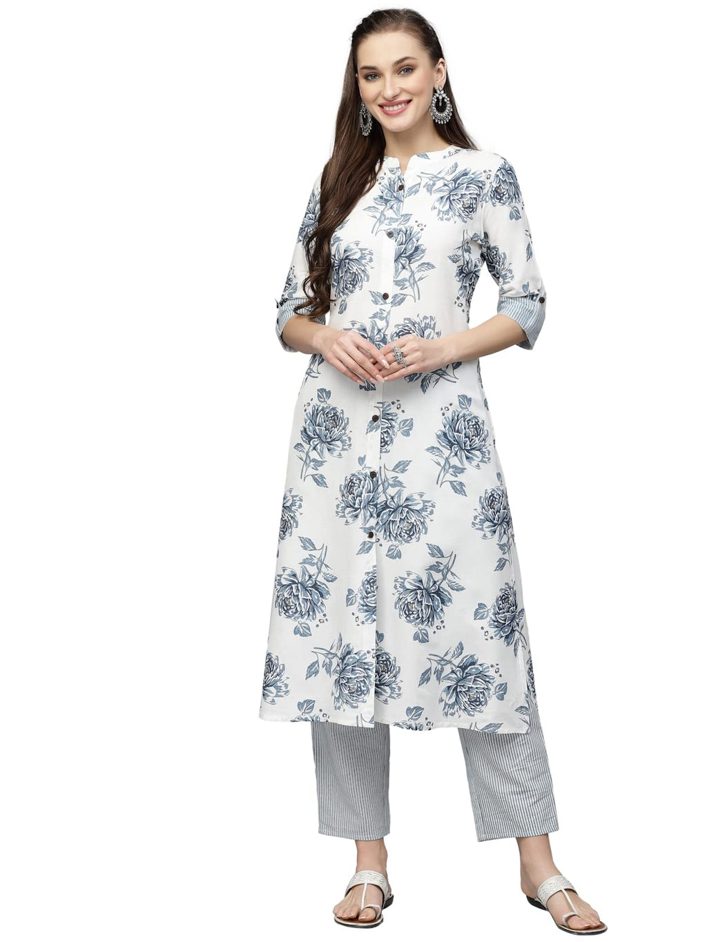Stylum Women'S Printed Rayon A-Line Kurta (Sofia38_White, M)