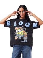 Bewakoof Official Minions Merchandise Womens Graphic Printed Oversized Fit Half Sleeve Round Neck Cotton Jersey T-Shirt_642125_