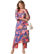 ANNI DESIGNER Women 's Rayon Blend Kurta and Pants, Blue, XL