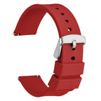 WOCCI 16mm Silicone Watch Band, Quick Release Rubber Replacement Strap with Silver Stainless Steel Buckle (Christmas Red)