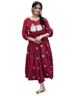 ANNI DESIGNER Women s Rayon Kurta with Pants, Burgundy, 48