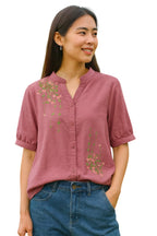 Litzo Shirts For Women  Korean Style Short Sleeve Button Down | Regular Fit Western Latest Stylish Office Wear Tops Women (L-100