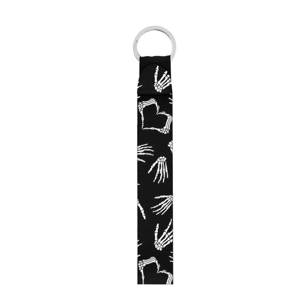 SEANATIVE Skeleton Hand with Heart Printing Keychain Wristlet Strap for Key Hand Wrist Lanyard Keyring Holder Halloween Decor