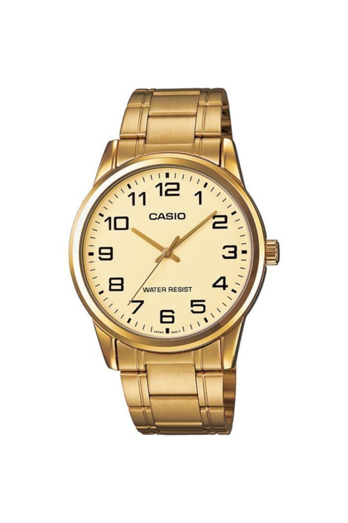 Casio #MTP-V001G-9B Men's Standard Gold Tone Stainless Steel Easy Reader Watch