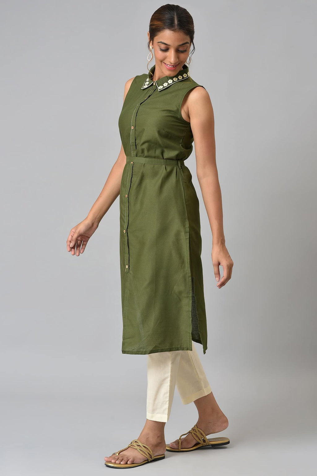 Aurelia Women'S Cotton Kurta, Trouser (22Onas13273-604208_Green