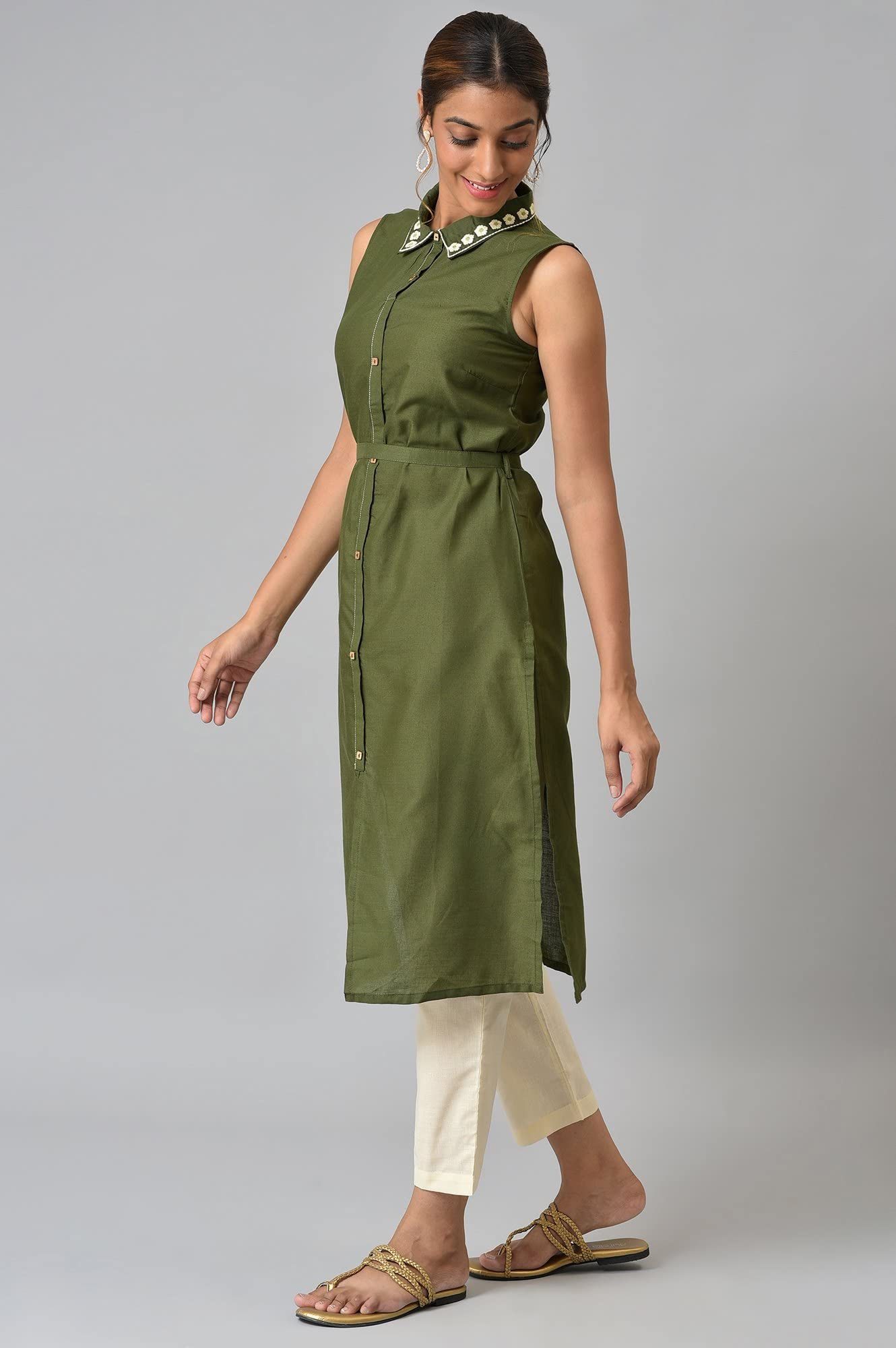 Aurelia Women'S Cotton Kurta, Trouser (22Onas13273-604208_Green