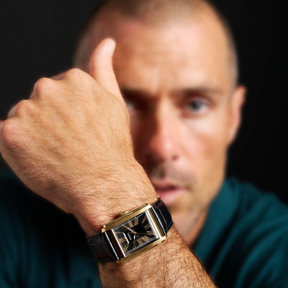 Fossil Men's Carraway Three-Hand Black Croco Leather Watch