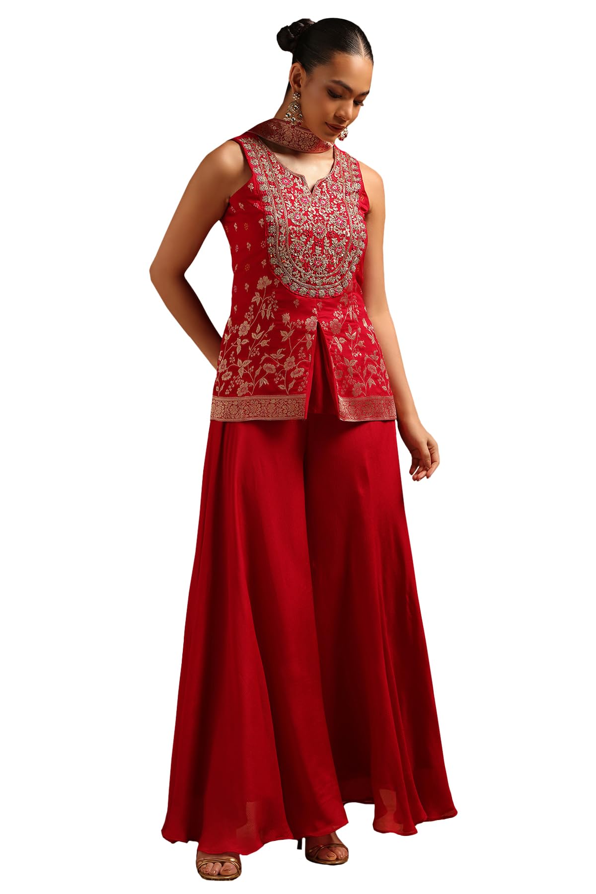 Soch Women Brocade Ethnic Motifs Suit Set with Mirror Work