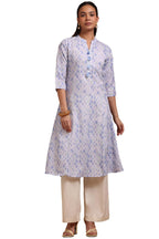 Soch Women Linen Geometric Print Kurta with Tassels