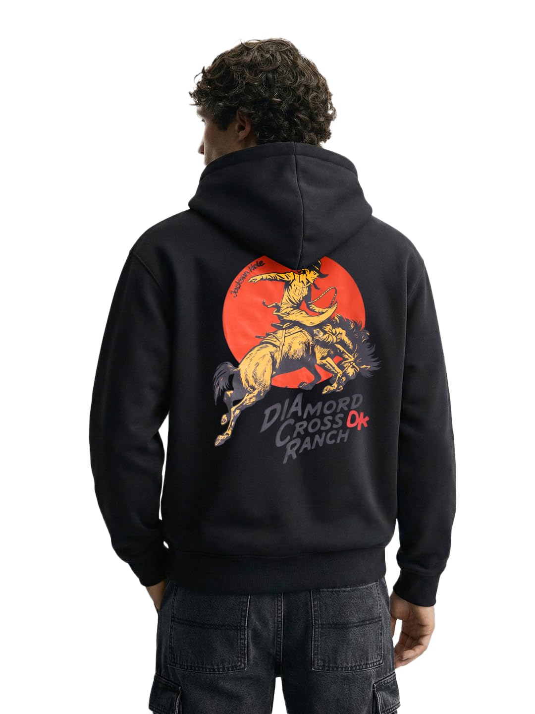 The Indian Garage Co Mens Boxy Fit Long Sleeves Hooded Graphic Hoodie