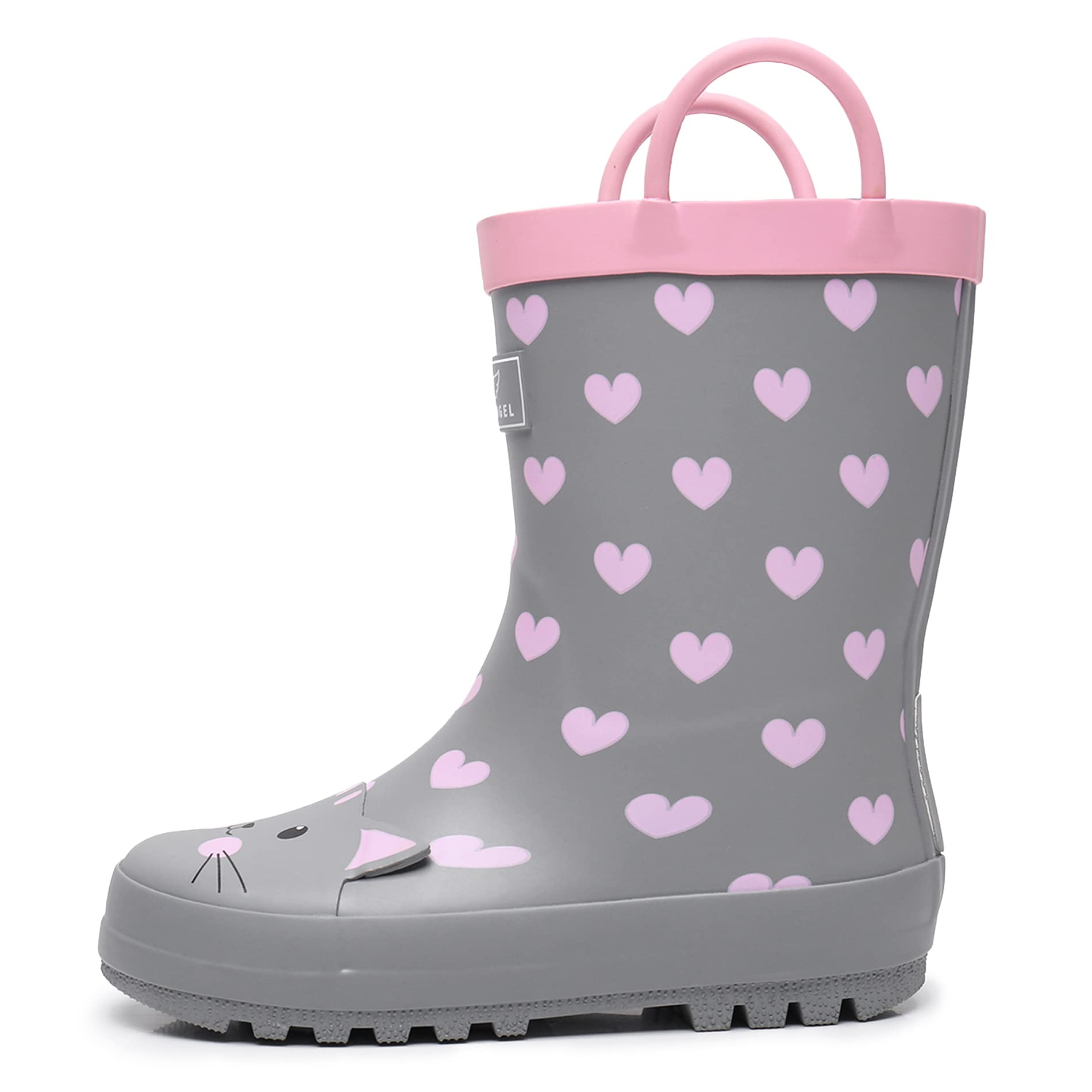 RAINANGEL Toddler Rain Boots with Easy-On Handles, Waterproof Rubber Kids Rain Boots for Girls and Boys, in Fun Printed & Colors