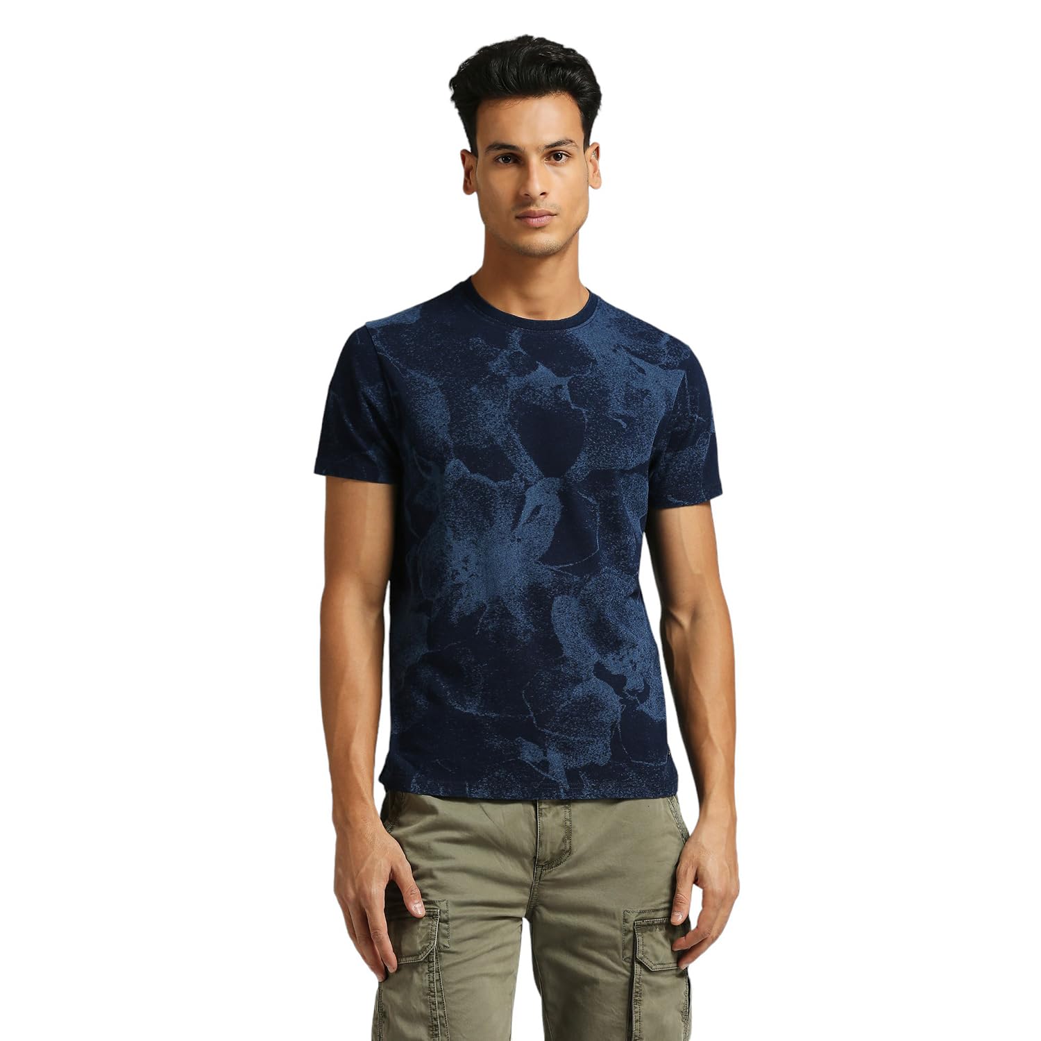 Pepe Jeans MenS Floral Slim Fit T-Shirt (Pm509531_Indigo Blue