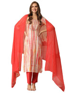 ANNI DESIGNER Womens Rayon Blend Straight Printed Kurta with Pant & Dupatta (Tiedye Red-NW_XXL_Red_XX-Large)