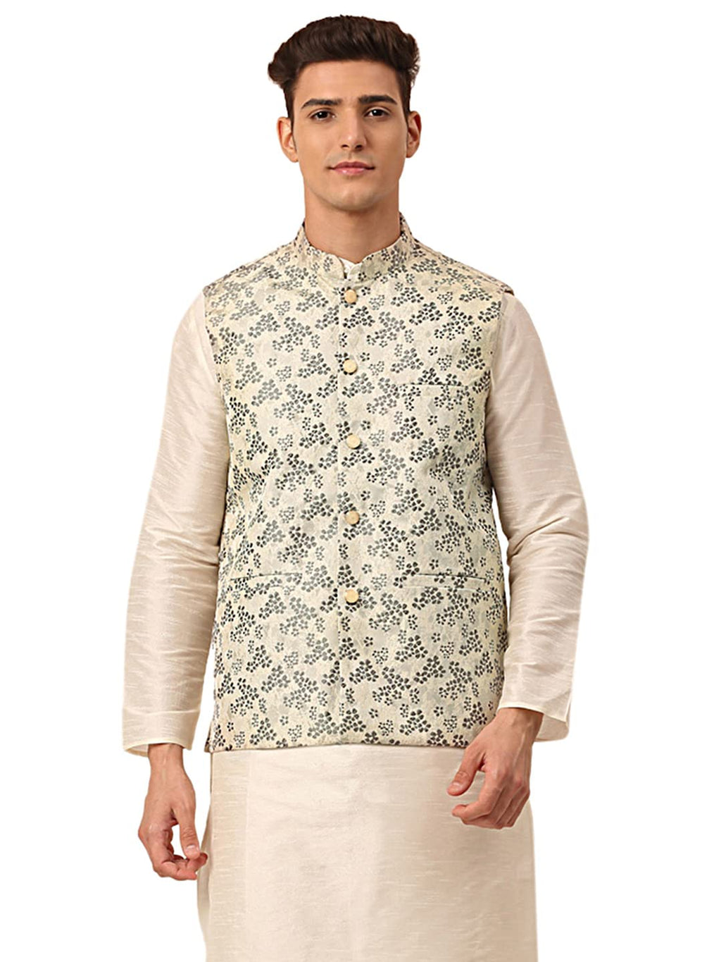 Jompers Mens Floral Design Nehru Jacket