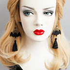 Black Bat Tassel Earrings for Women, Punk Gothic Lolita Retro Jewelry Halloween Party