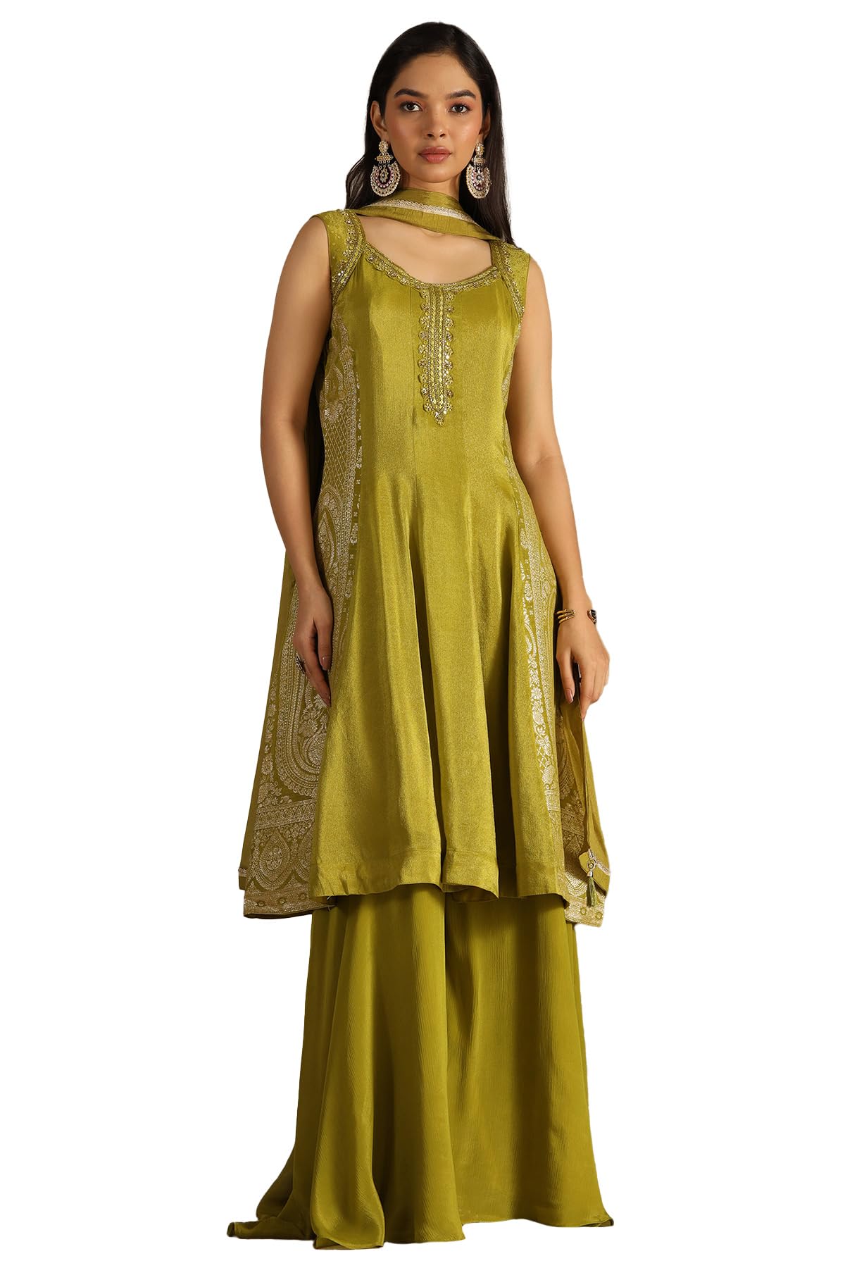 Soch Women Tissue Zari Woven Suit Set with Mirror Work