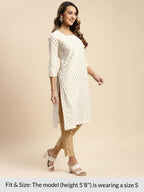 rangita Cotton Knee Length Printed Straight Kurti for Women