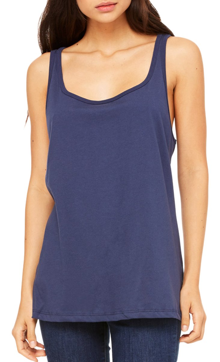 Ladies Relaxed Jersey Tank - NAVY - S(D0102H7W28T)