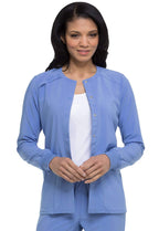 Dickies Scrub Jackets For Woman Snap Front Warm-up Jacket With 2 Pockets - DK305, L, Ciel