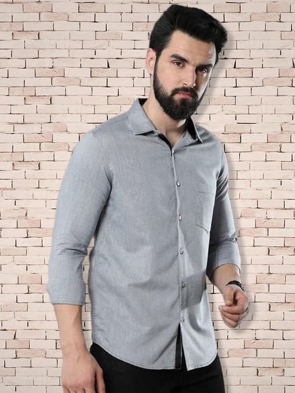 Tee Projekt Cotton Spread Collar Long Sleeve Shirt for Men Formal Shirt Casual Men Shirt