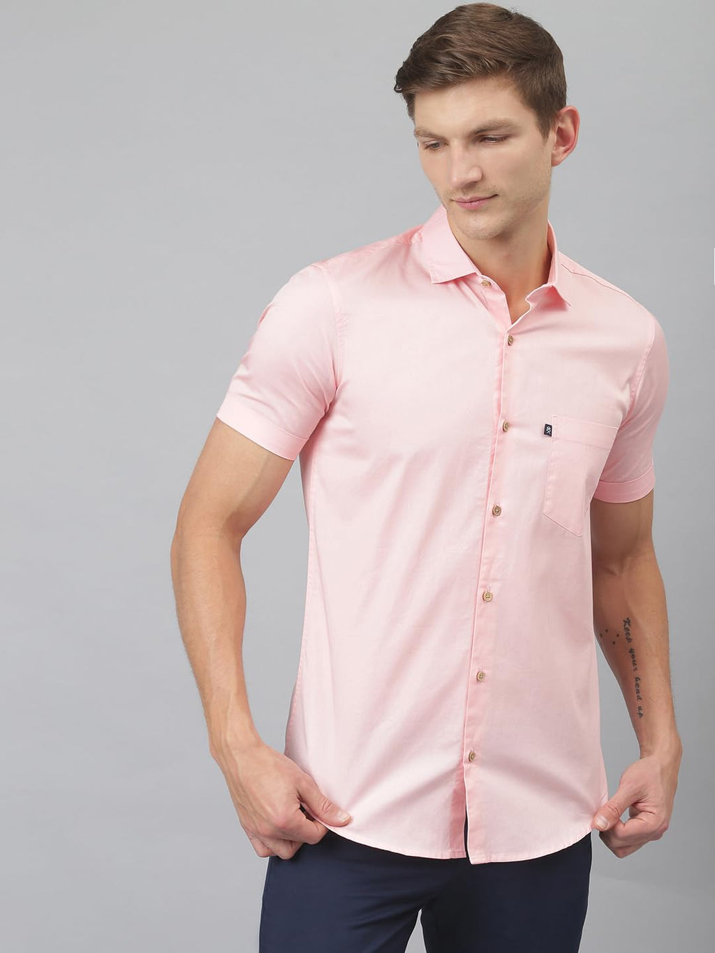 Thomas Scott | Mens | Solid Color | Regular Fit | 100% Cotton | Short Sleeve | Spread Collar | Shirts for Men (Available in Plu