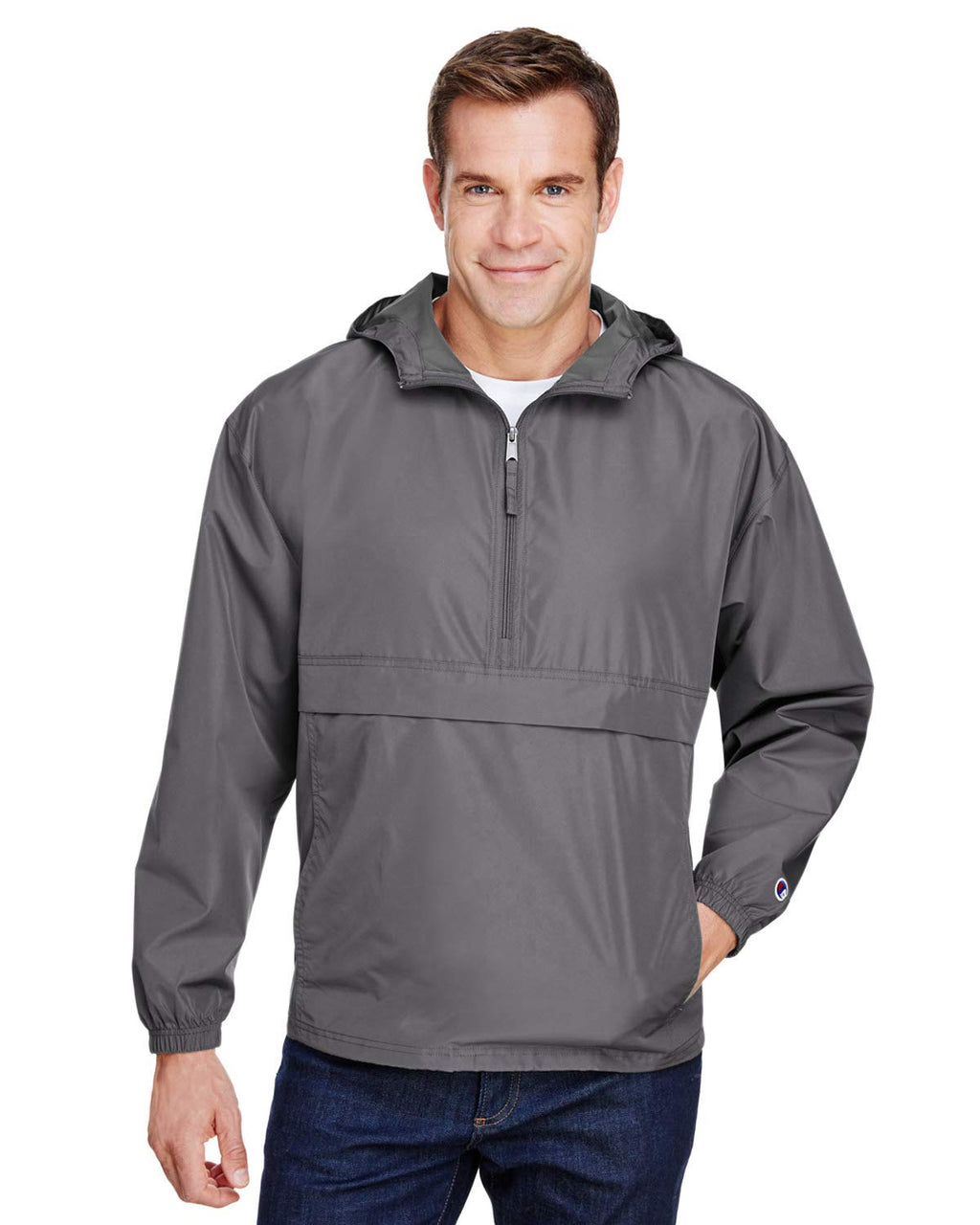 champion Mens Packable Anorak 14 Zip Jacket (cO200) -graphite -L