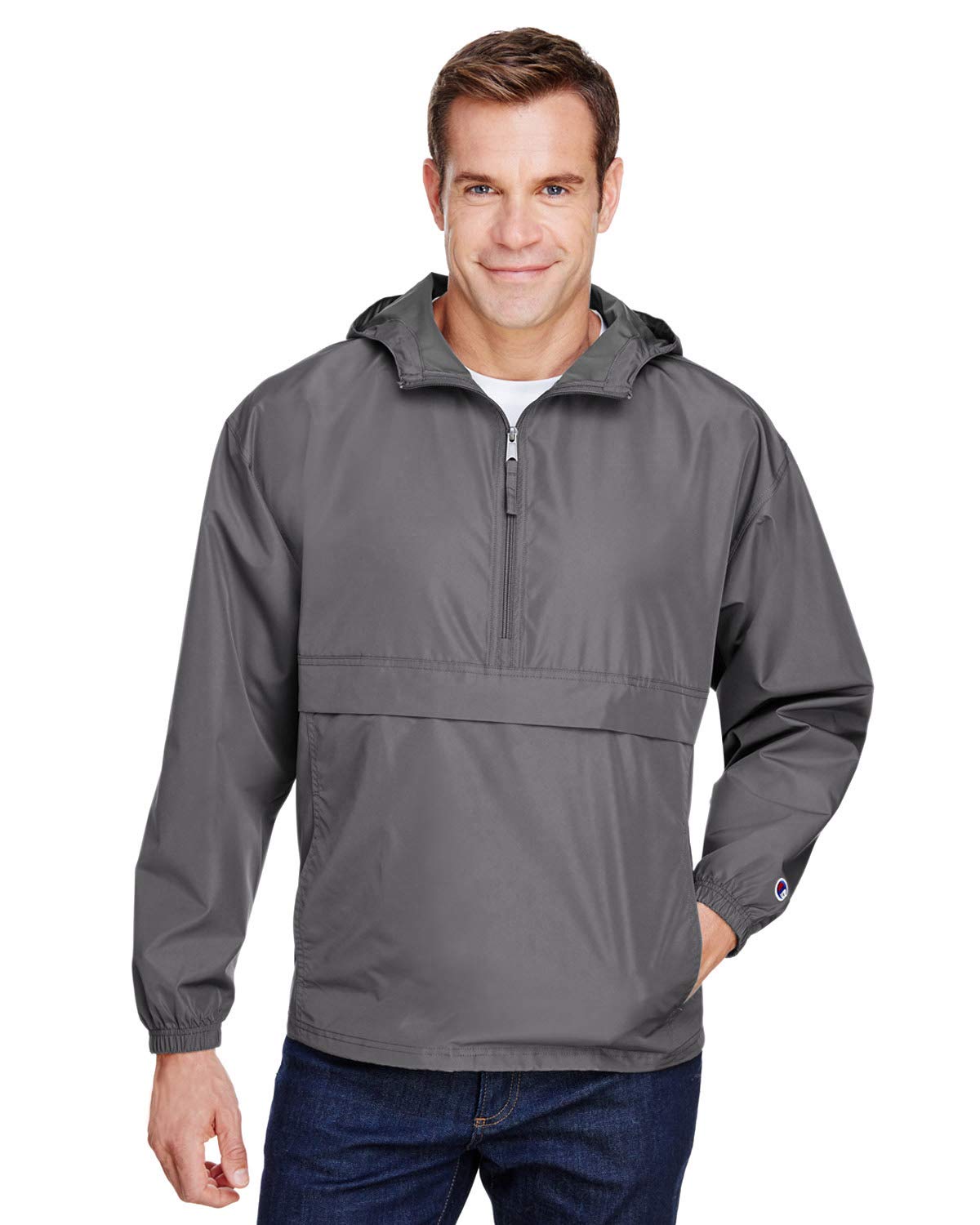 champion Mens Packable Anorak 14 Zip Jacket (cO200) -graphite -L
