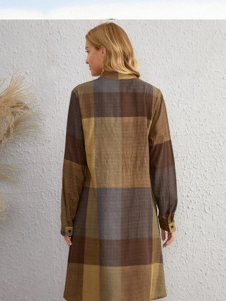 Leriya Fashion Western Dress || Rayon Color Block Half Button Front Dress for Women || Long Cuff Sleeve & Stand Collared Neck Tu