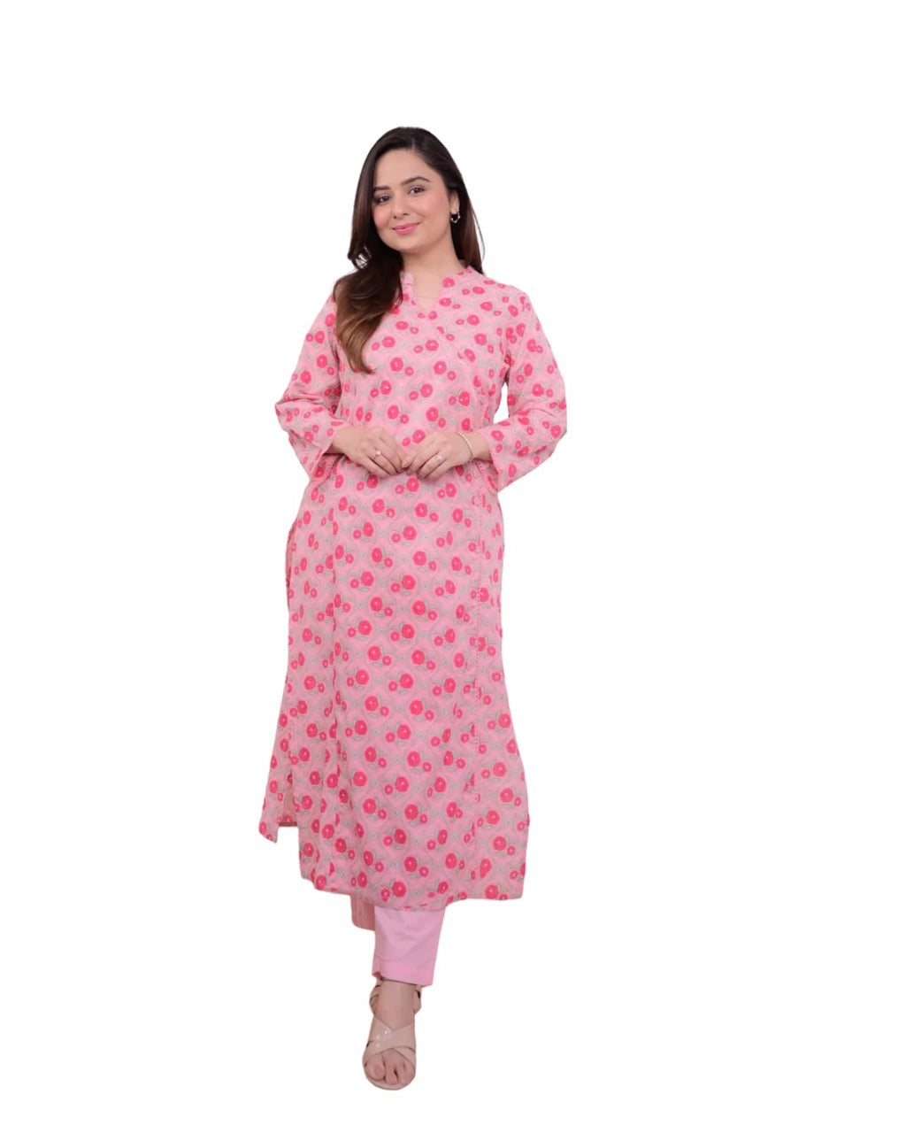 Fabnex Cotton Blend Regular Women Kurta Set (K-56-Pink-M_Pink