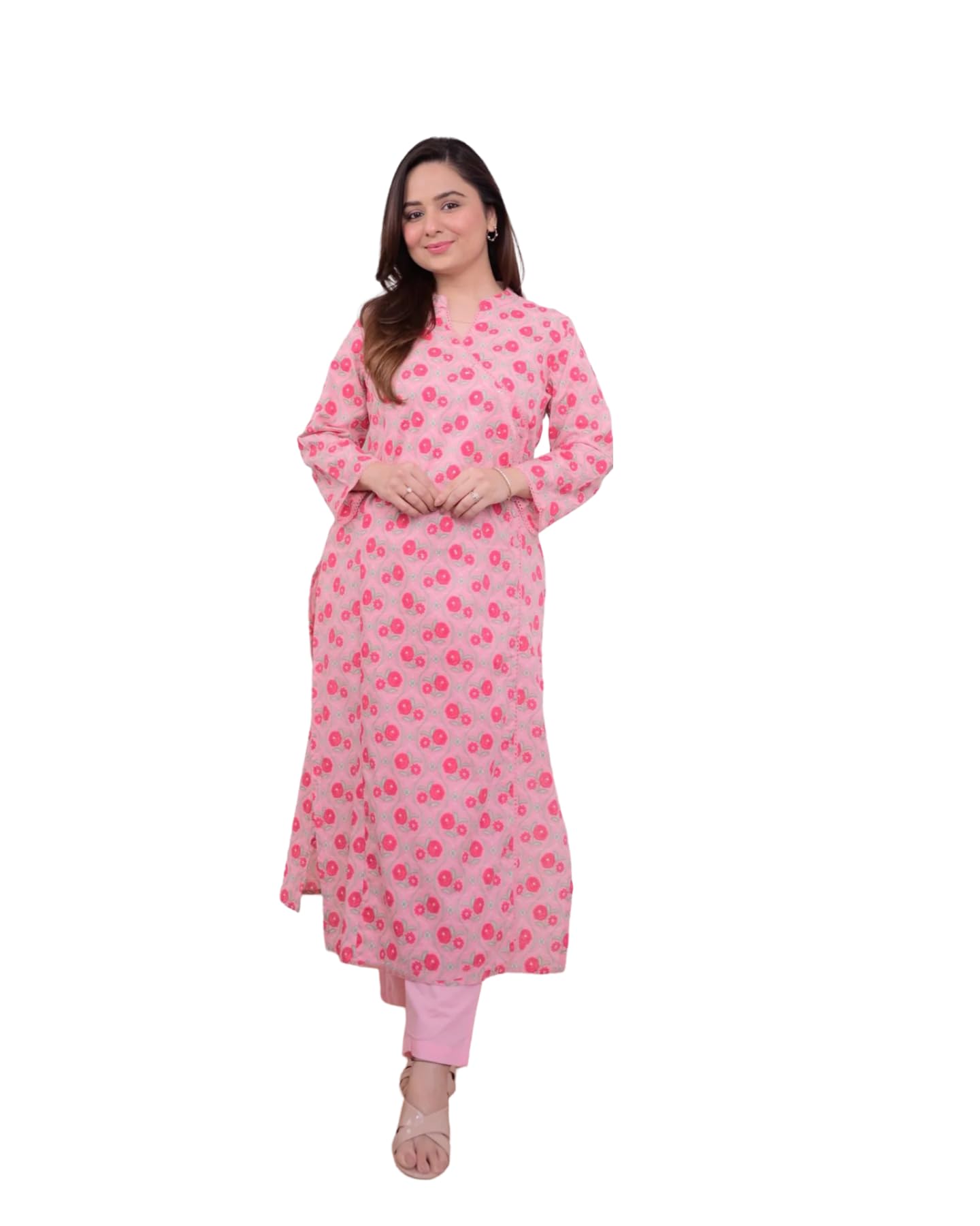 Fabnex Cotton Blend Regular Women Kurta Set (K-56-Pink-M_Pink