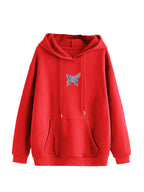 Kotty Women Full Sleeve Hooded Printed Sweatshirt Blood Red