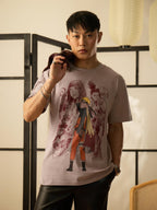 The Souled Store Naruto Shippuden: Uzumaki Men and Boys Short Sleeves Round Neck Beige Graphic Printed Regular Fit Cotton T-Shir